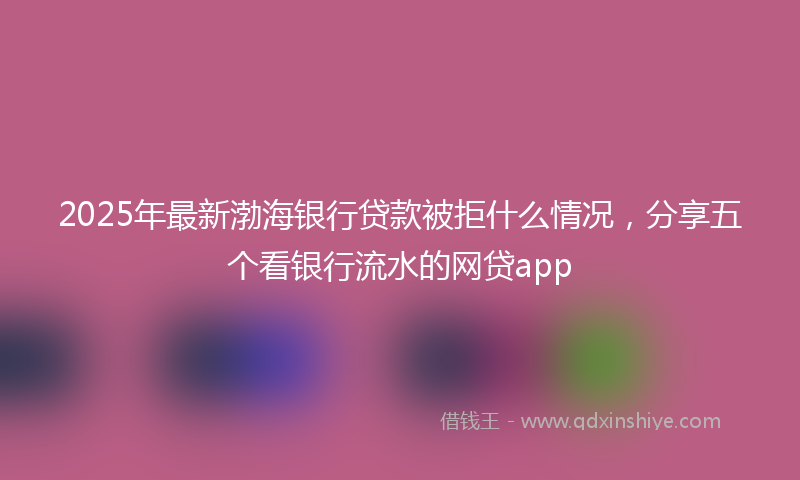 2025年最新渤海银行贷款被拒什么情况，分享五个看银行流水的网贷app