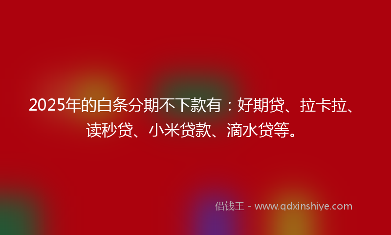 2025年的白条分期不下款有：好期贷、拉卡拉、读秒贷、小米贷款、滴水贷等。