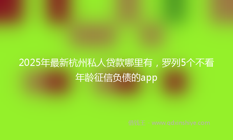 2025年最新杭州私人贷款哪里有，罗列5个不看年龄征信负债的app