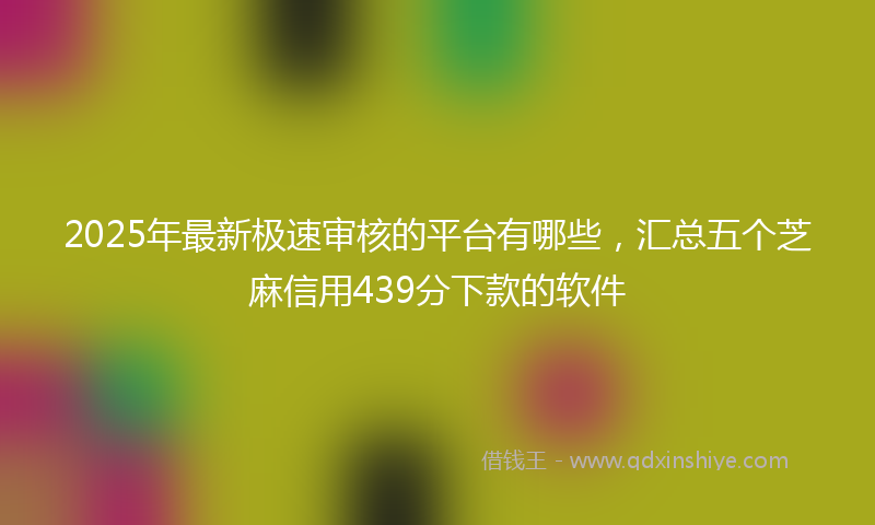 2025年最新极速审核的平台有哪些，汇总五个芝麻信用439分下款的软件