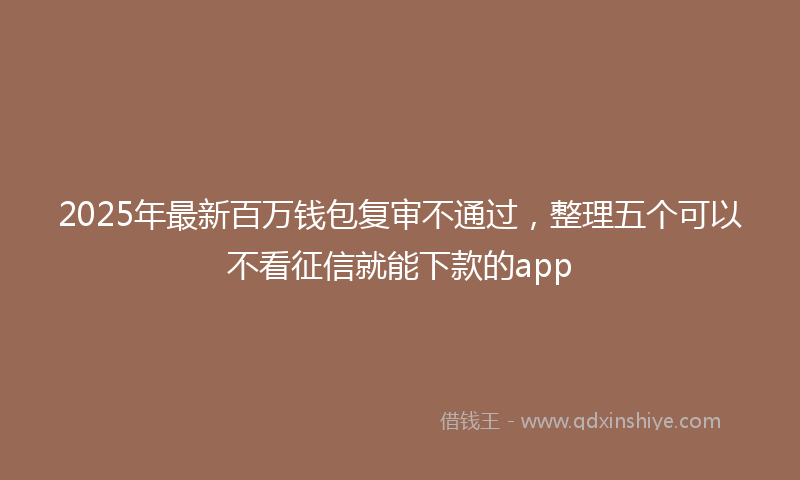 2025年最新百万钱包复审不通过，整理五个可以不看征信就能下款的app