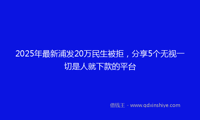 2025年最新浦发20万民生被拒，分享5个无视一切是人就下款的平台