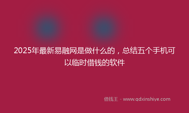2025年最新易融网是做什么的，总结五个手机可以临时借钱的软件