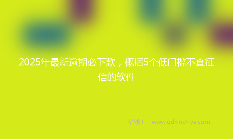 2025年最新逾期必下款，概括5个低门槛不查征信的软件