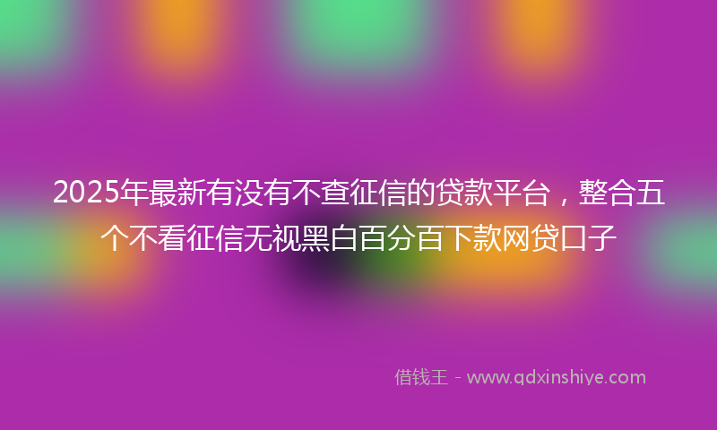 2025年最新有没有不查征信的贷款平台，整合五个不看征信无视黑白百分百下款网贷口子