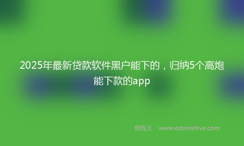 2025年最新贷款软件黑户能下的，归纳5个高炮能下款的app