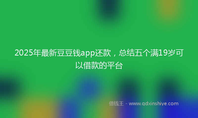 2025年最新豆豆钱app还款，总结五个满19岁可以借款的平台