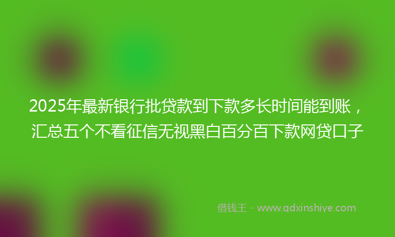 2025年最新银行批贷款到下款多长时间能到账，汇总五个不看征信无视黑白百分百下款网贷口子