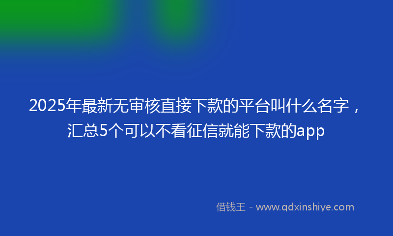2025年最新无审核直接下款的平台叫什么名字，汇总5个可以不看征信就能下款的app
