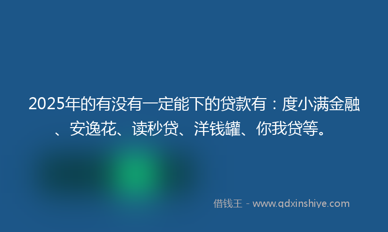 2025年的有没有一定能下的贷款有：度小满金融、安逸花、读秒贷、洋钱罐、你我贷等。