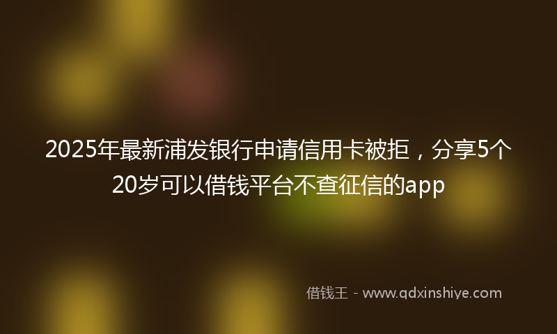 2025年最新浦发银行申请信用卡被拒，分享5个20岁可以借钱平台不查征信的app