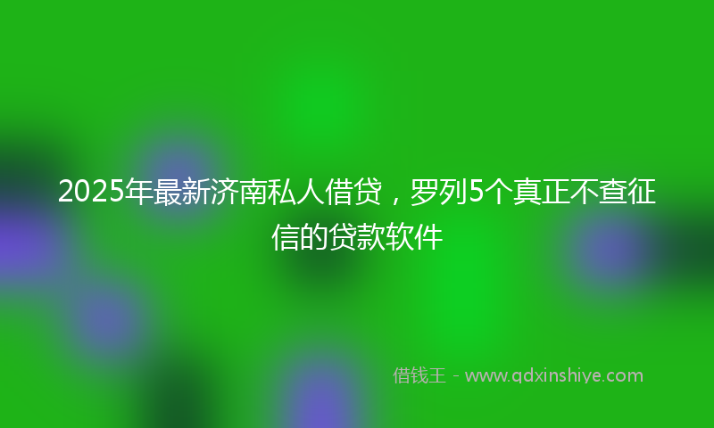 2025年最新济南私人借贷，罗列5个真正不查征信的贷款软件