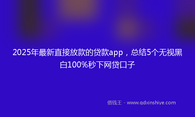 2025年最新直接放款的贷款app，总结5个无视黑白100%秒下网贷口子