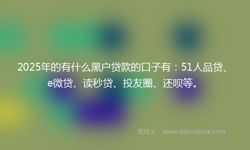 2025年的有什么黑户贷款的口子有：51人品贷、e微贷、读秒贷、投友圈、还呗等。