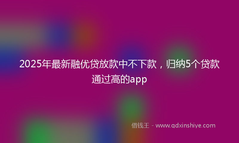 2025年最新融优贷放款中不下款，归纳5个贷款通过高的app