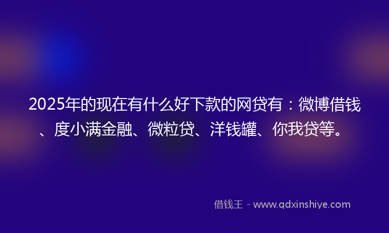 2025年的现在有什么好下款的网贷有：微博借钱、度小满金融、微粒贷、洋钱罐、你我贷等。