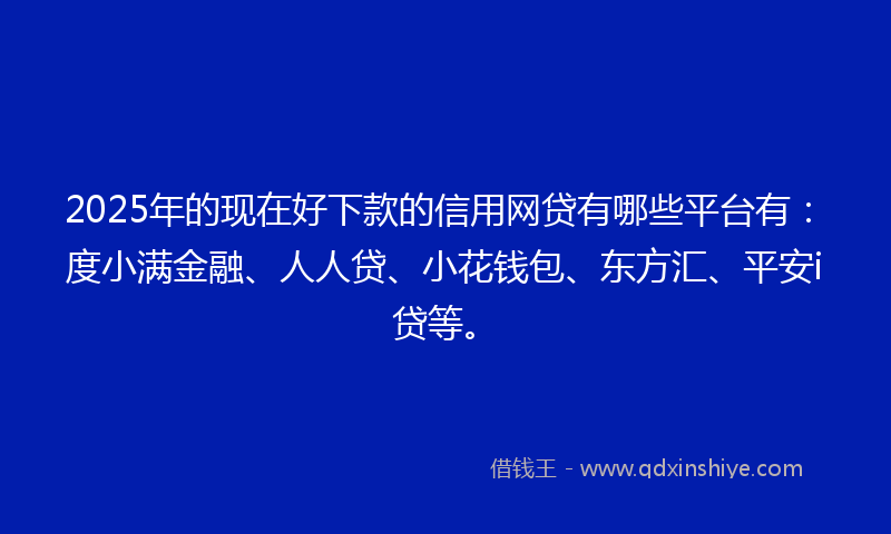 2025年的现在好下款的信用网贷有哪些平台有：度小满金融、人人贷、小花钱包、东方汇、平安i贷等。