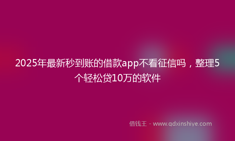 2025年最新秒到账的借款app不看征信吗，整理5个轻松贷10万的软件