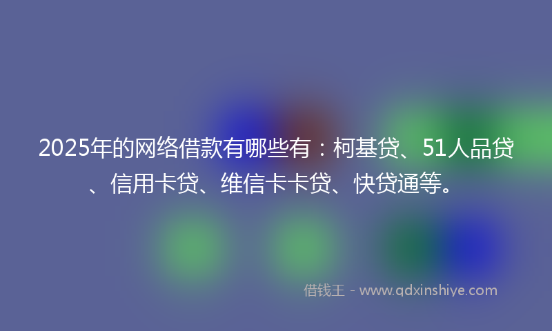 2025年的网络借款有哪些有：柯基贷、51人品贷、信用卡贷、维信卡卡贷、快贷通等。