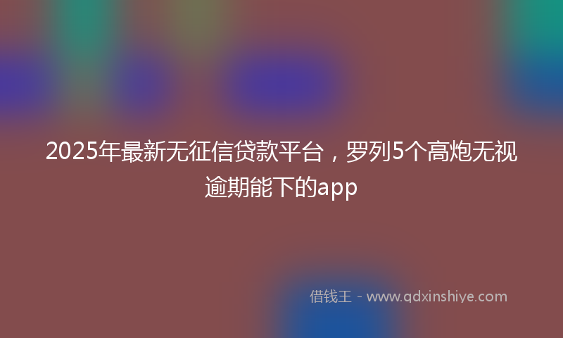 2025年最新无征信贷款平台，罗列5个高炮无视逾期能下的app