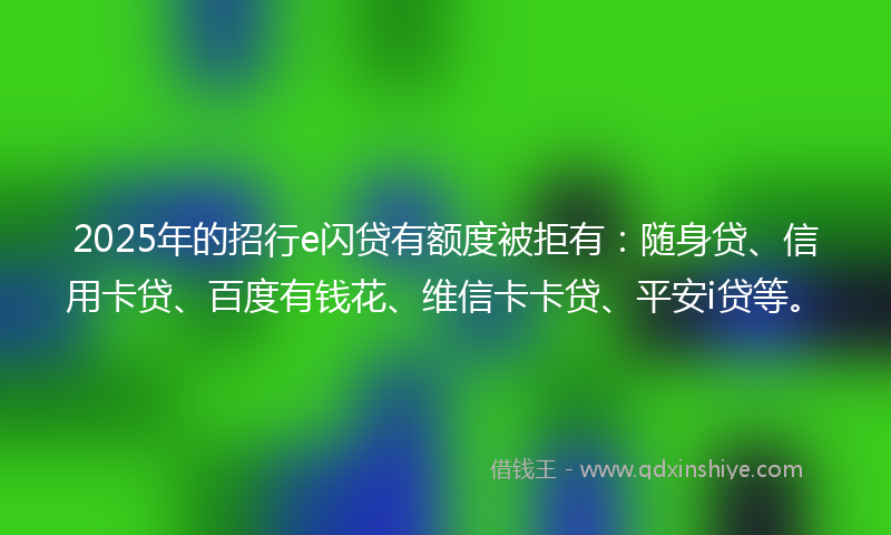 2025年的招行e闪贷有额度被拒有：随身贷、信用卡贷、百度有钱花、维信卡卡贷、平安i贷等。