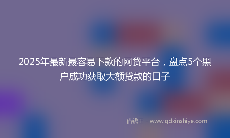 2025年最新最容易下款的网贷平台，盘点5个黑户成功获取大额贷款的口子