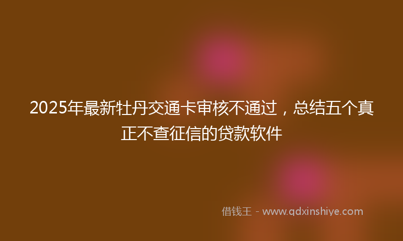 2025年最新牡丹交通卡审核不通过，总结五个真正不查征信的贷款软件