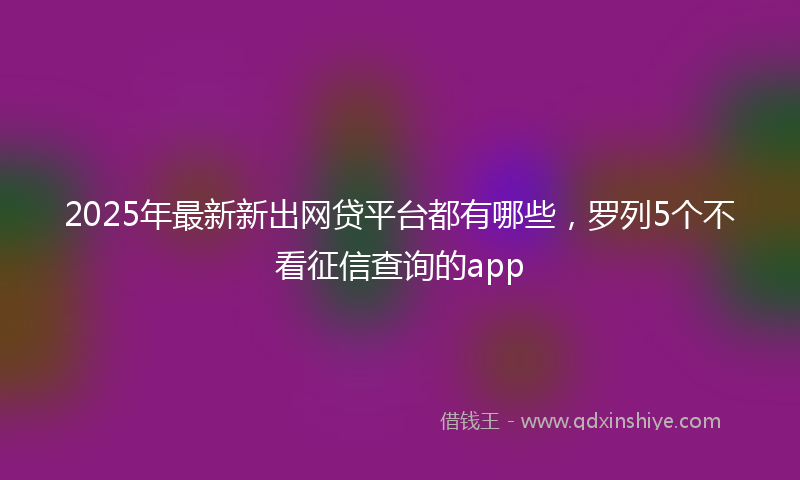2025年最新新出网贷平台都有哪些，罗列5个不看征信查询的app