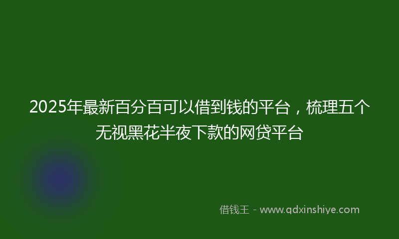 2025年最新百分百可以借到钱的平台，梳理五个无视黑花半夜下款的网贷平台