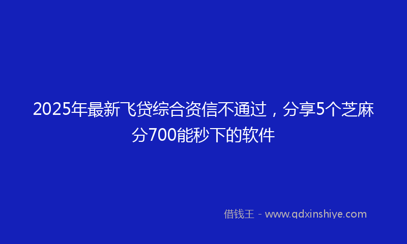 2025年最新飞贷综合资信不通过，分享5个芝麻分700能秒下的软件