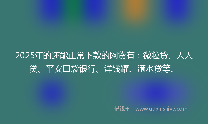 2025年的还能正常下款的网贷有：微粒贷、人人贷、平安口袋银行、洋钱罐、滴水贷等。