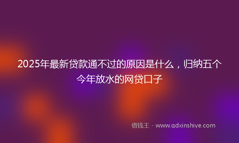 2025年最新贷款通不过的原因是什么，归纳五个今年放水的网贷口子