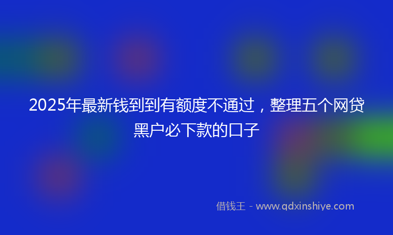 2025年最新钱到到有额度不通过，整理五个网贷黑户必下款的口子