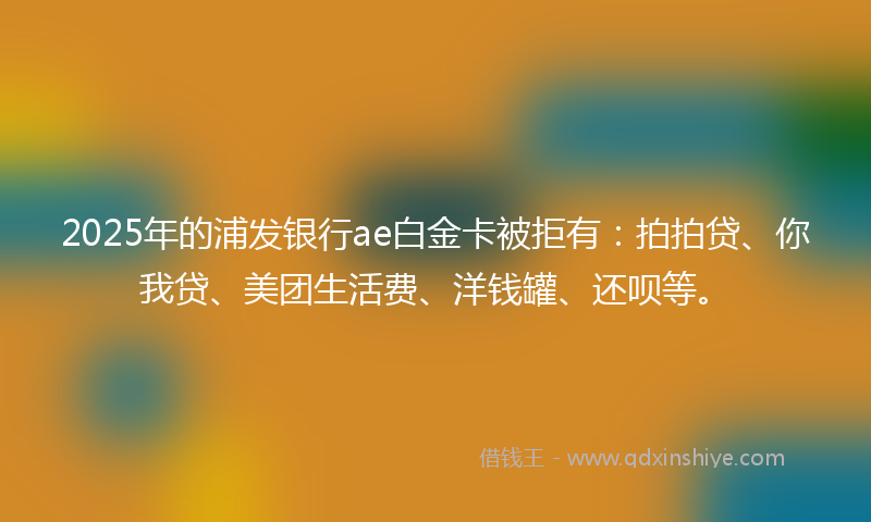2025年的浦发银行ae白金卡被拒有：拍拍贷、你我贷、美团生活费、洋钱罐、还呗等。