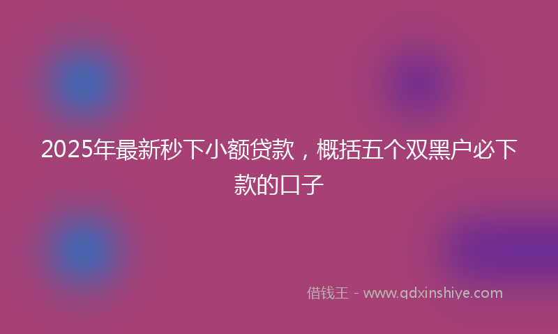 2025年最新秒下小额贷款，概括五个双黑户必下款的口子