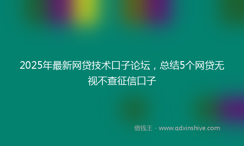 2025年最新网贷技术口子论坛，总结5个网贷无视不查征信口子