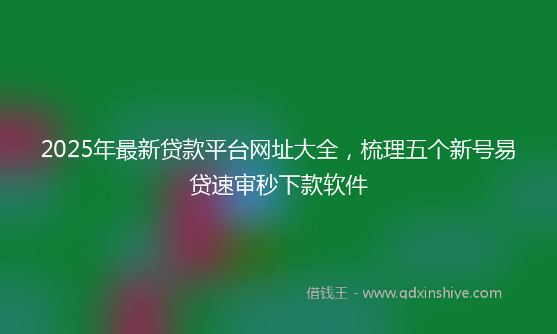 2025年最新贷款平台网址大全，梳理五个新号易贷速审秒下款软件