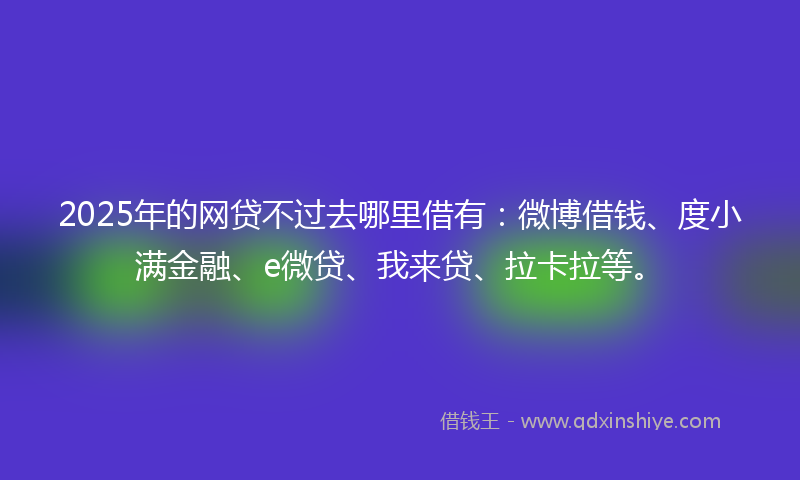 2025年的网贷不过去哪里借有：微博借钱、度小满金融、e微贷、我来贷、拉卡拉等。