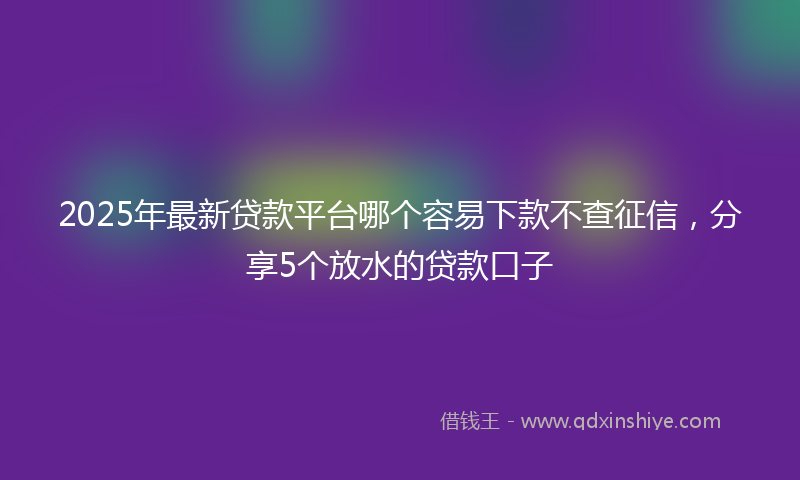 2025年最新贷款平台哪个容易下款不查征信，分享5个放水的贷款口子