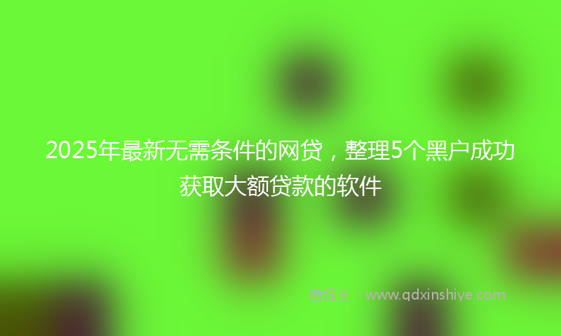 2025年最新无需条件的网贷，整理5个黑户成功获取大额贷款的软件