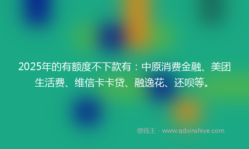 2025年的有额度不下款有：中原消费金融、美团生活费、维信卡卡贷、融逸花、还呗等。