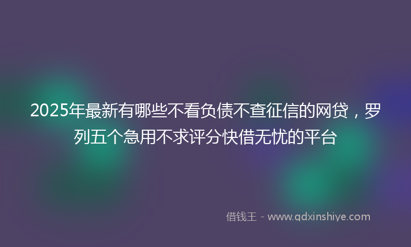 2025年最新有哪些不看负债不查征信的网贷，罗列五个急用不求评分快借无忧的平台