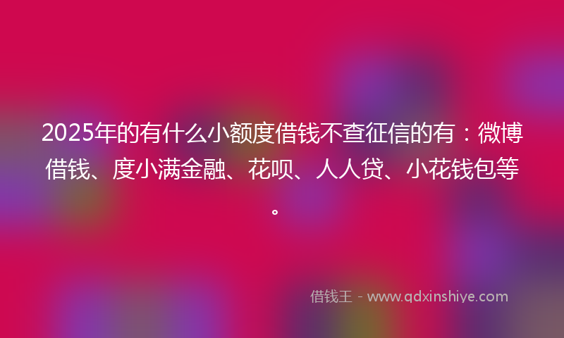 2025年的有什么小额度借钱不查征信的有：微博借钱、度小满金融、花呗、人人贷、小花钱包等。