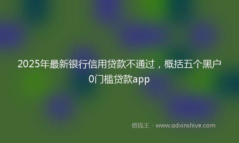 2025年最新银行信用贷款不通过，概括五个黑户0门槛贷款app