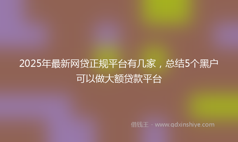 2025年最新网贷正规平台有几家，总结5个黑户可以做大额贷款平台