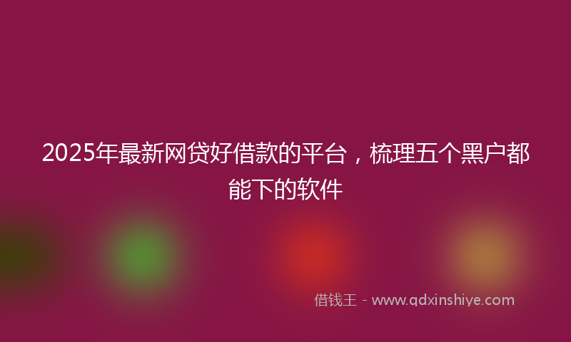 2025年最新网贷好借款的平台，梳理五个黑户都能下的软件