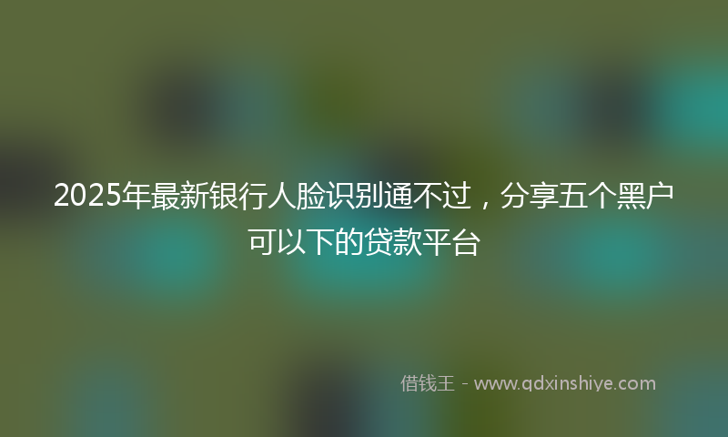 2025年最新银行人脸识别通不过，分享五个黑户可以下的贷款平台