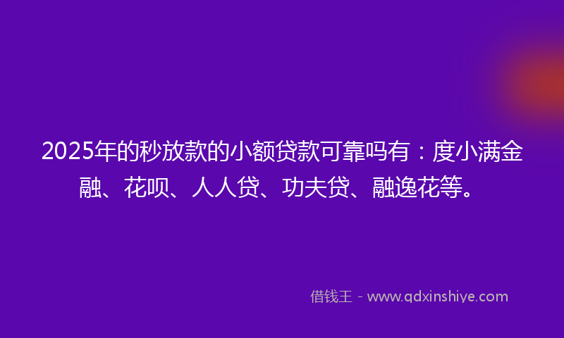2025年的秒放款的小额贷款可靠吗有：度小满金融、花呗、人人贷、功夫贷、融逸花等。