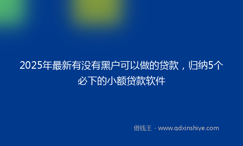 2025年最新有没有黑户可以做的贷款，归纳5个必下的小额贷款软件