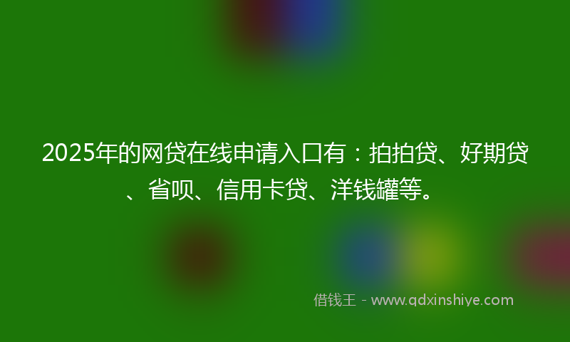 2025年的网贷在线申请入口有：拍拍贷、好期贷、省呗、信用卡贷、洋钱罐等。